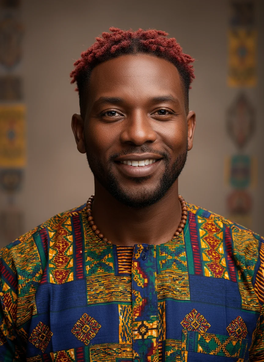 Portrét s africkým vzorem AI headshot style