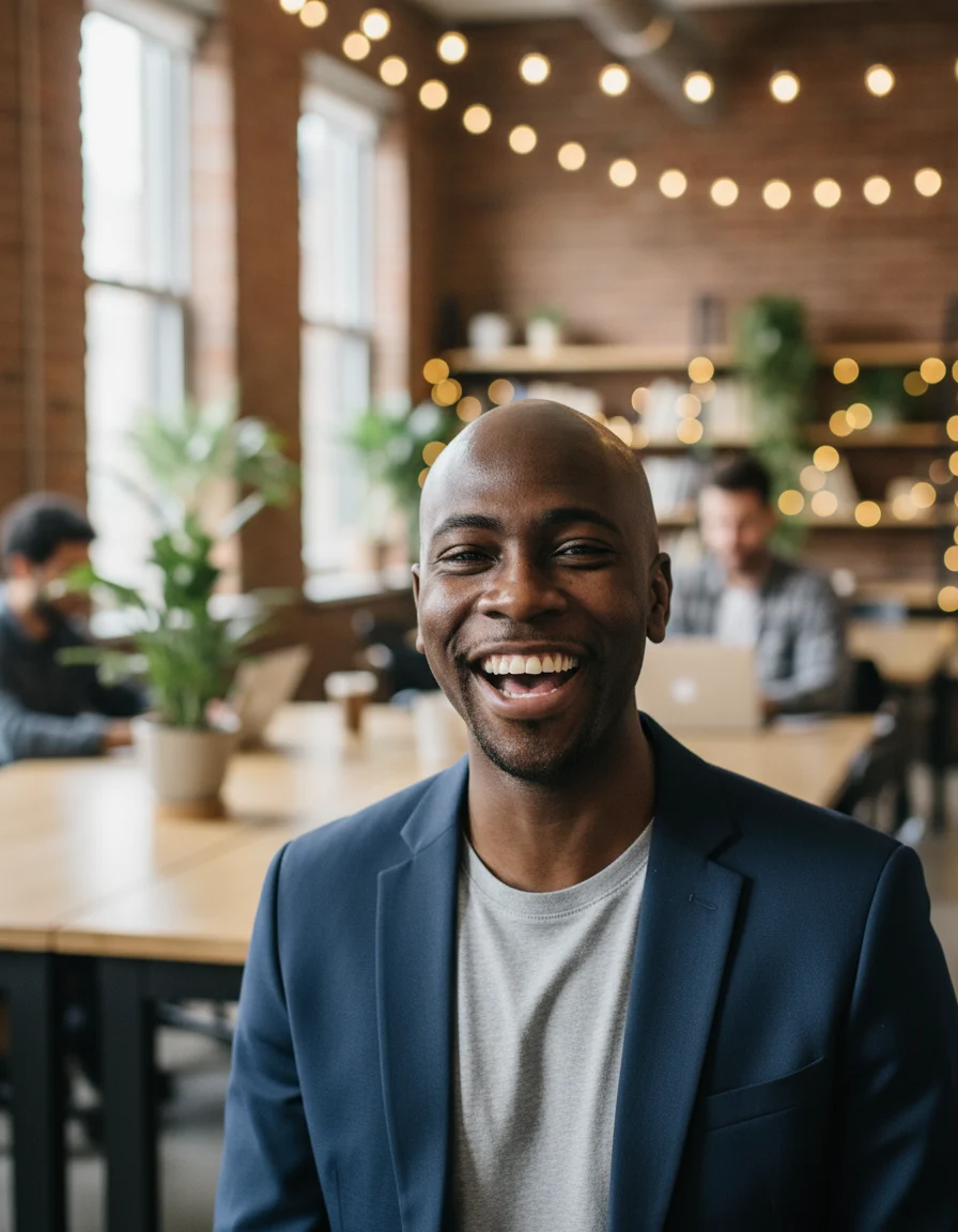 Coworking-Space AI headshot style