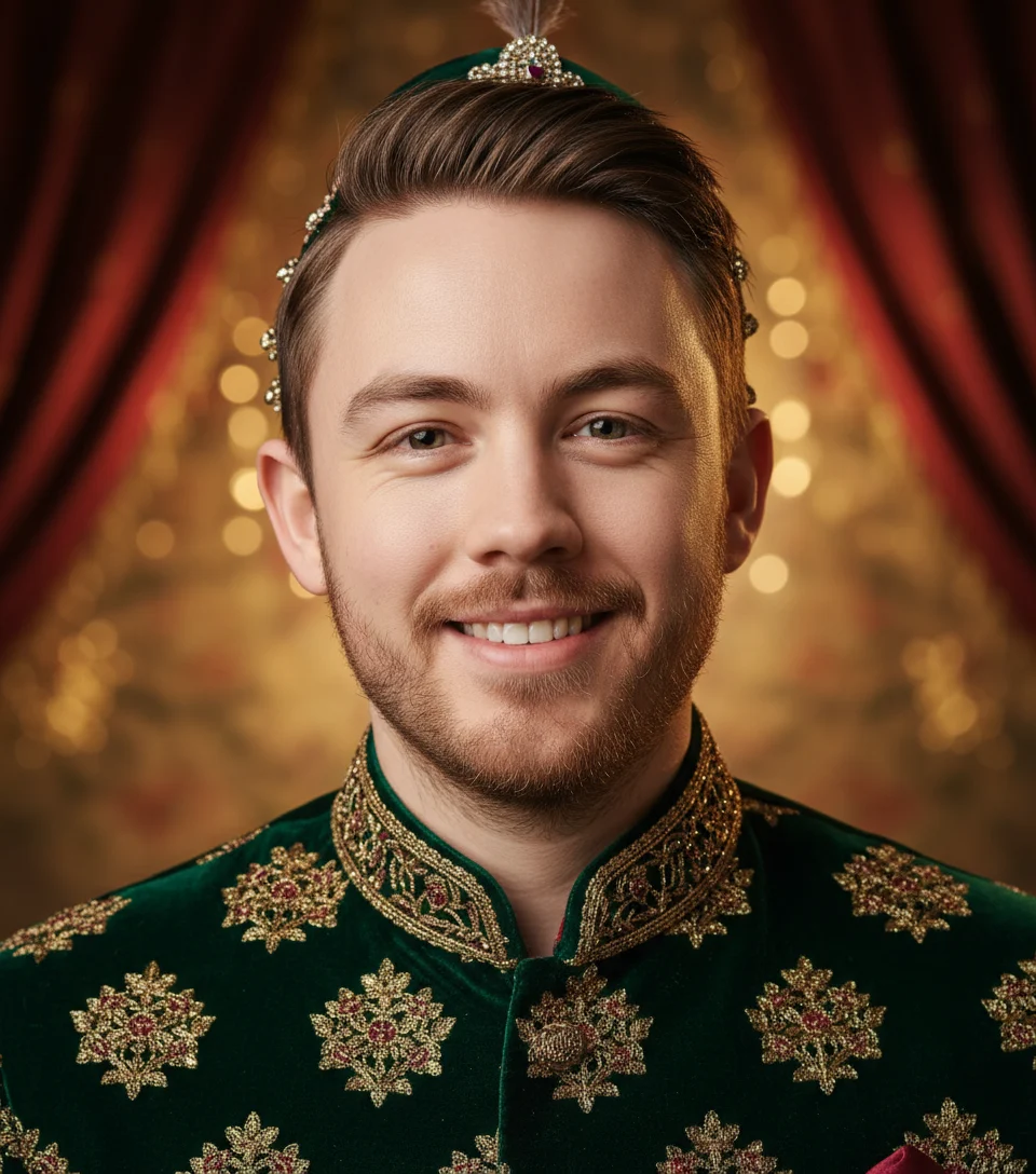 Sváteční oblečení AI headshot style