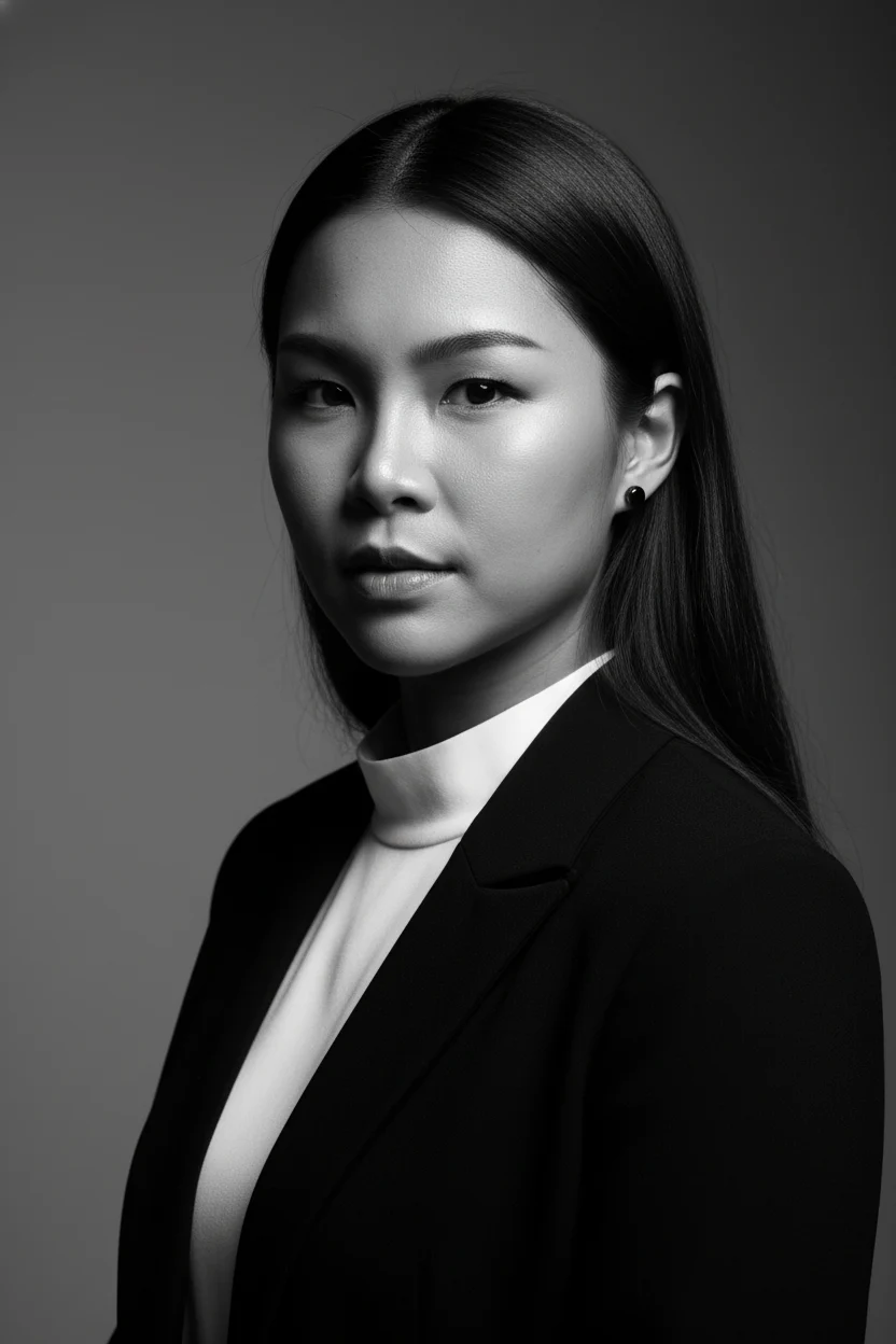 Svart-hvitt med høy kontrast AI headshot style