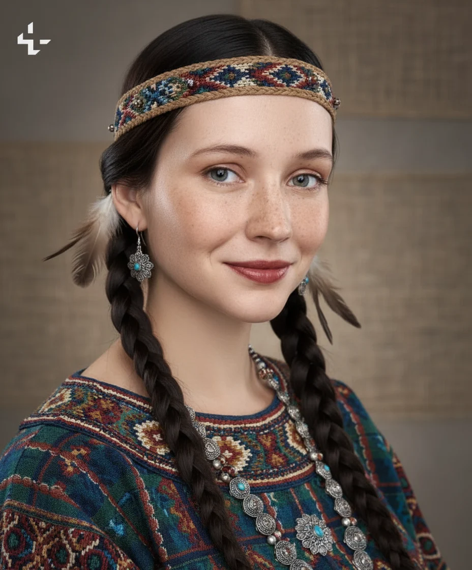 Domorodý oděv AI headshot style