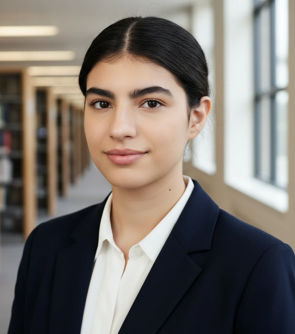 Mezinárodní student AI headshot style